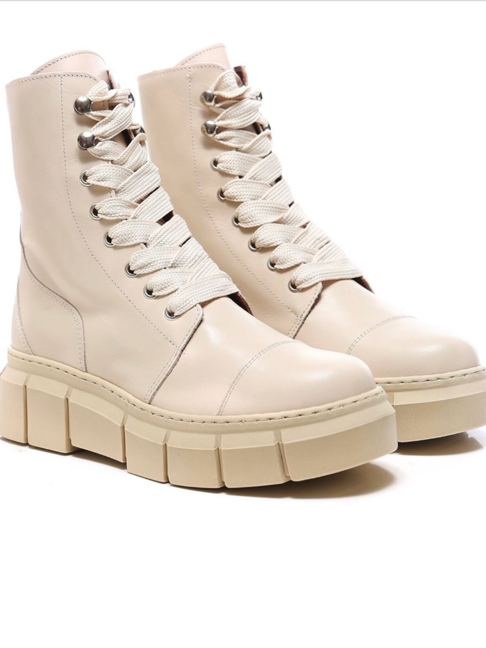 Aloha Can-Can Cream Lace-Up Chunky Platform Boots - from Free People